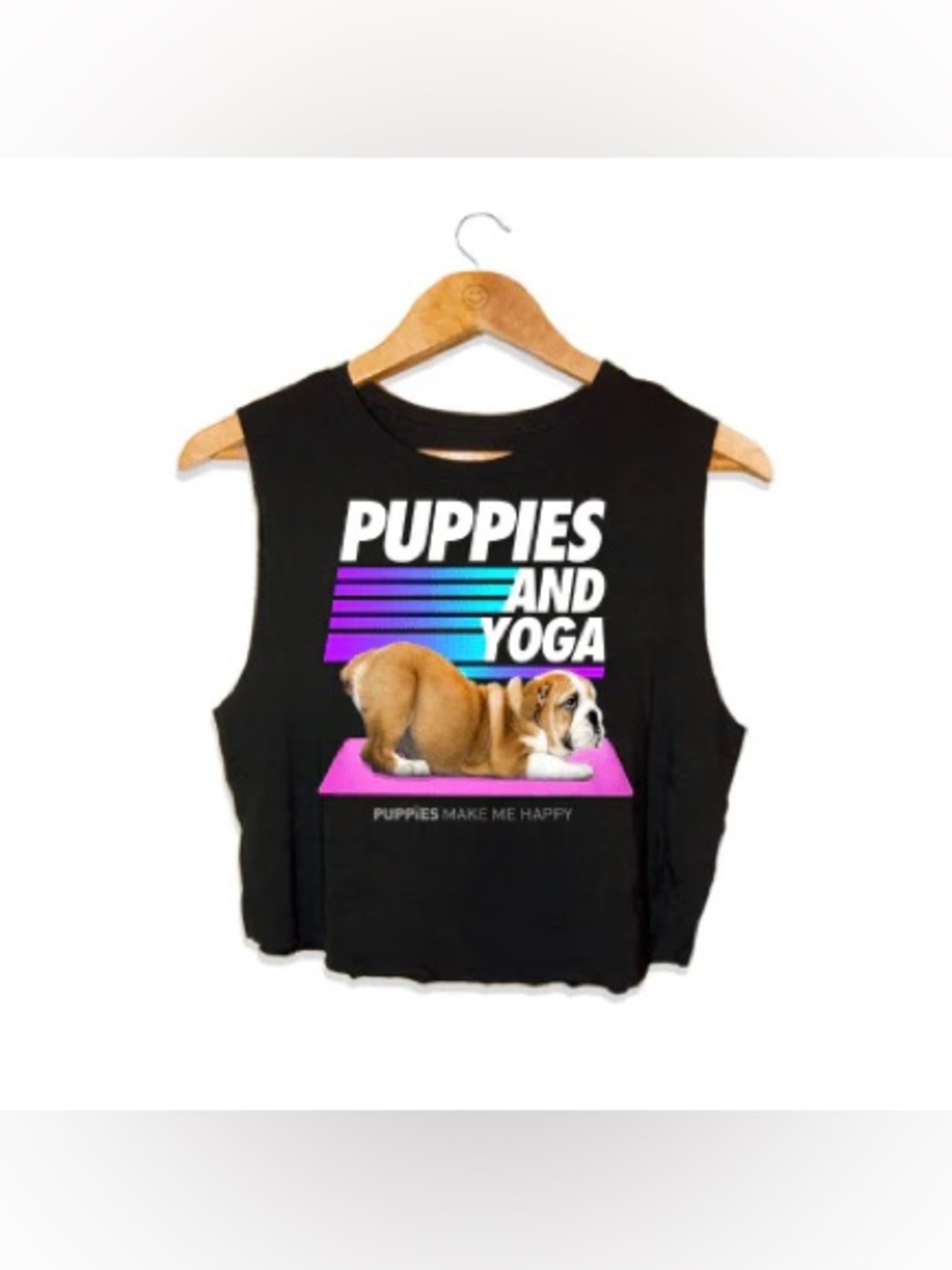 Puppies Make Me Happy “Puppies and Yoga” Cropped Tank